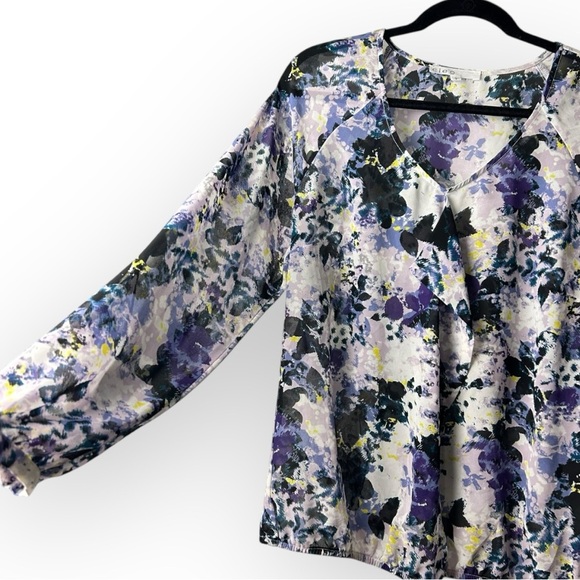 Cleo Purple Ruffle Long Sleeve Blouse L - Picture 3 of 5